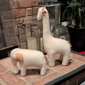 Pottery Barn Kids Cream and Tan Plush Animal Duo